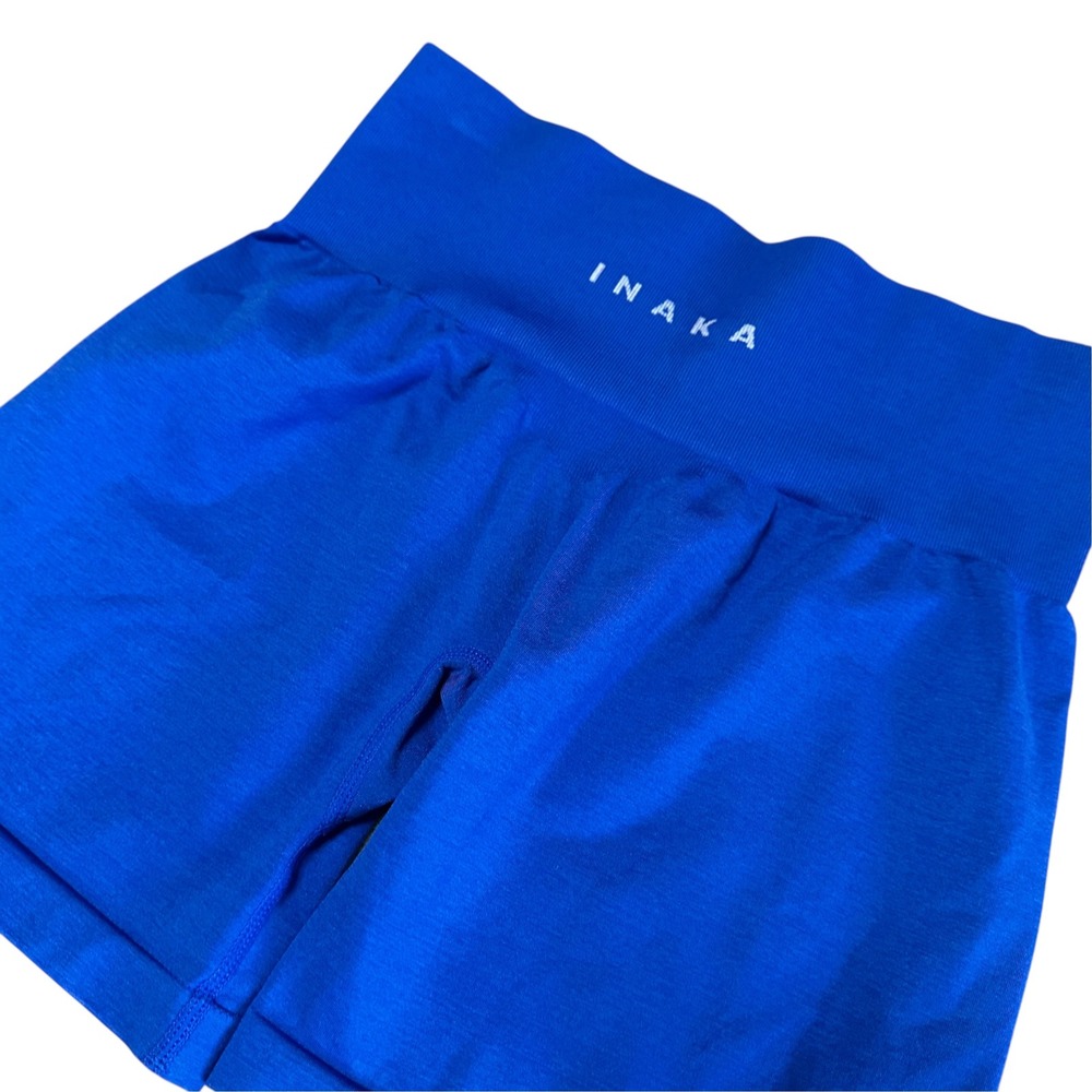 Inaka Power Biker Shorts Womens Small Blue Excellent Seamless High Waist Gym